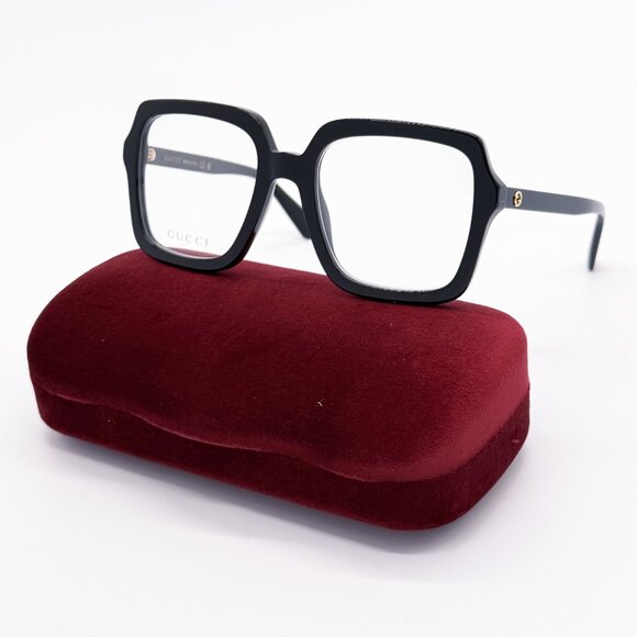 NEW GUCCI GG1318O 001 BLACK SQUARE WOMEN EYEGLASSES GUCCI - Picture 1 of 12